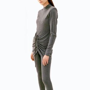 Ronny Kobo x Free People Macall M Gray Knit Adjustable Ruched Sweater Mini Dress